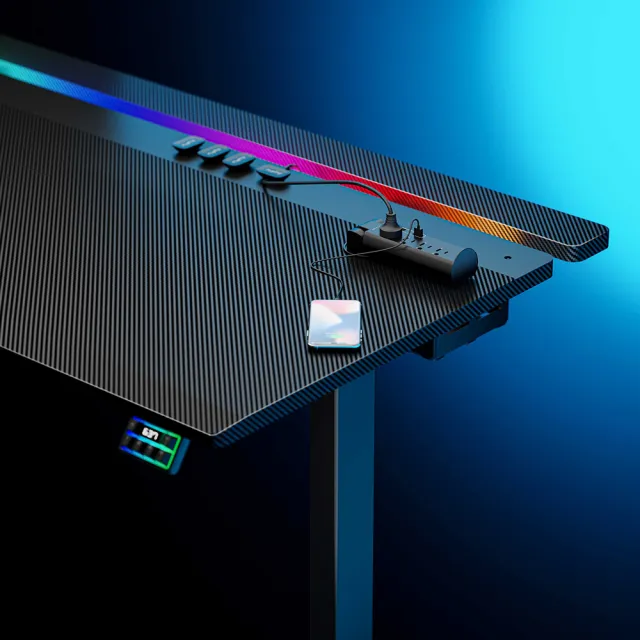 【FUNTE】Flying II RGB 電競升降桌 150x80cm / 附出線孔＆集線槽(電競桌 辦公桌 電腦桌 工作桌)