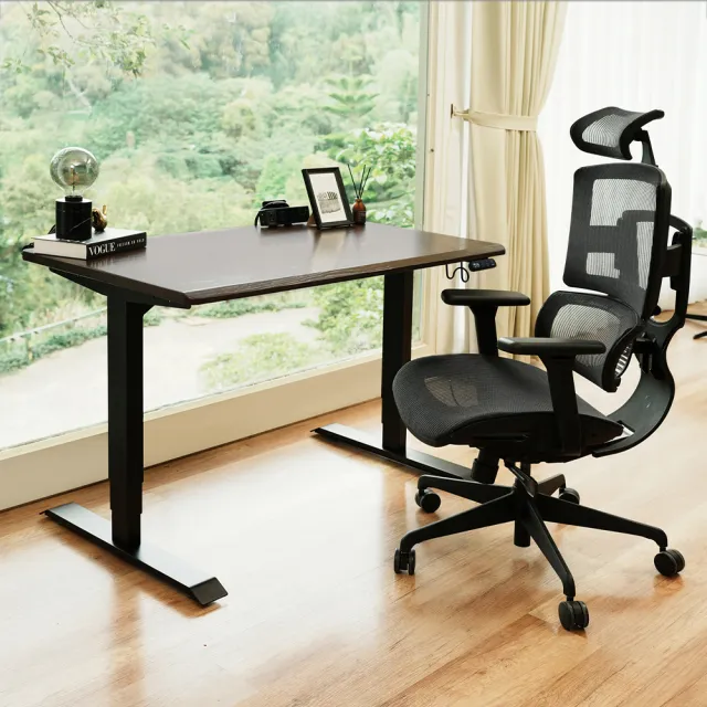 【FUNTE】Prime 實木電動升降桌/二節式+ 120x70cm 四方桌板 兩色可選(實木桌 辦公桌 電腦桌 工作桌)