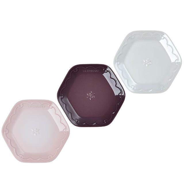 【Le Creuset】瓷器雪藏時光系列六角盤19cm(珠光白/無花果/貝殼粉 3色選1)
