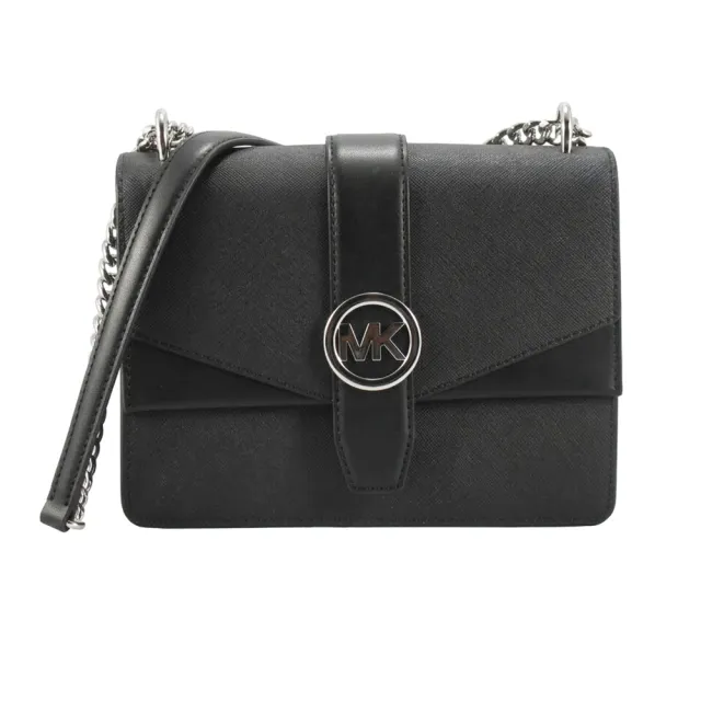 【Michael Kors】GREENWICH高雅金屬鍊帶防刮上掀肩背/斜背包35S5SGRC1L(銀LOGO)