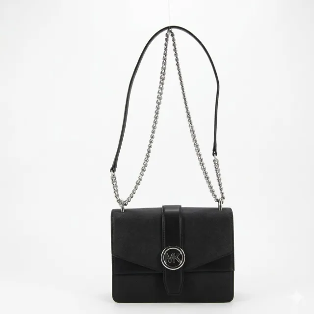 【Michael Kors】GREENWICH高雅金屬鍊帶防刮上掀肩背/斜背包35S5SGRC1L(銀LOGO)