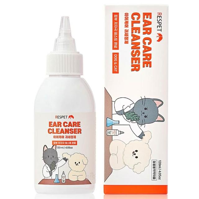【RESPET】寵物護耳洗耳液 120ml(潔耳液 貓狗通用 美國EWG綠色成份 國際認證絲柏水 天然萃取物)