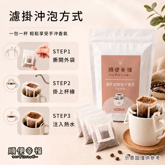 【順便幸福】濾掛咖啡分享包-莊園經典系列12包x1袋(家庭號 超值包)