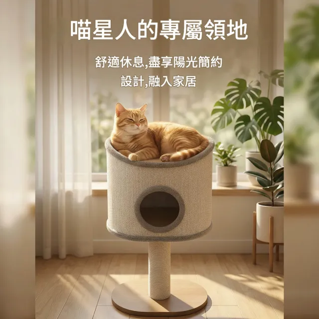 【IPSKY】雙層貓跳台貓窩一體 劍麻貓抓板躲藏窩 耐磨劍麻外層可磨爪 雙層空間玩可睡 封閉洞貓窩