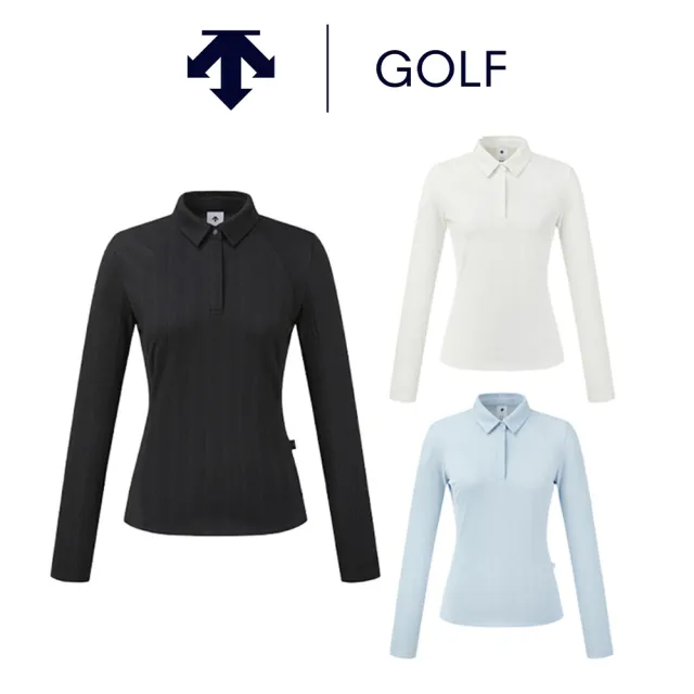 【DESCENTE】GOLF 迪桑特 女款 防曬上衣 涼感羅紋長袖運動上衣(黑色/白色/淺藍色)