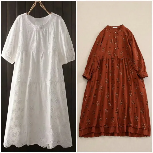 【巴黎精品】現貨+預購 連身裙寬鬆洋裝長裙連衣裙A字裙休閒大尺碼女裝(天絲刺繡鏤空女裙子11款a1ni1 B)