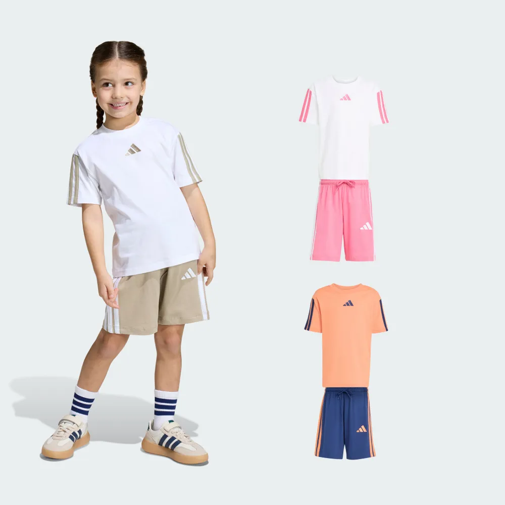 【adidas 愛迪達】ESSENTIALS 運動套裝 短袖/短褲 童裝 多款任選 (KC6147/KC6148/KC6149)
