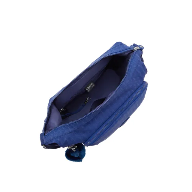 【KIPLING】『牛角包』深藍紋理多袋實用側背包-GABB 女包