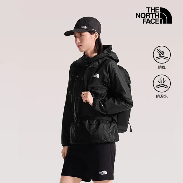 【The North Face】北面女款黑色DWR防潑水可打包連帽外套|8HRJJK3