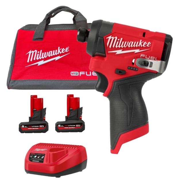 【Milwaukee 美沃奇】M12FID2 鋰電 無刷 起子機(M12 FID2主機+雙5.0電池+充電器)