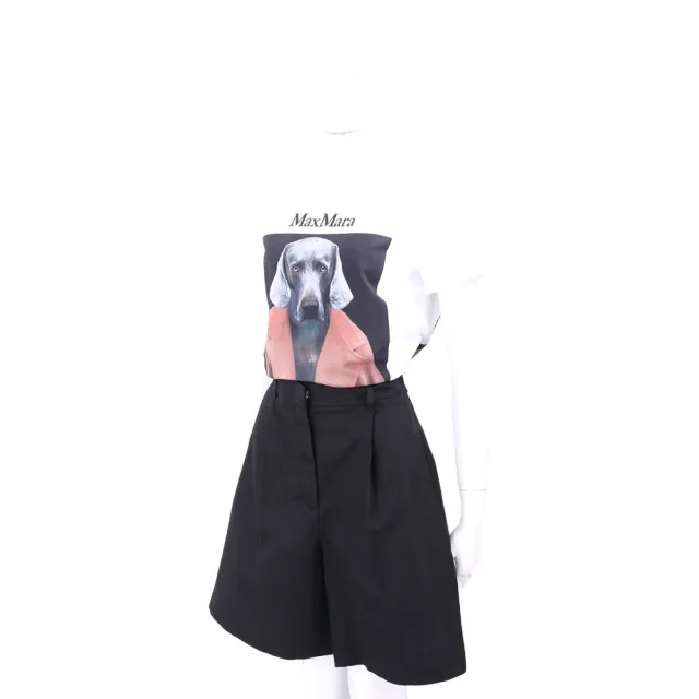【MaxMara】WEEKEND ECUBA 親膚棉麻黑色百慕達短褲(休閒褲 義大利精品時裝)