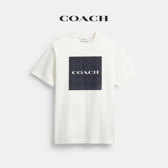 【COACH】蔻馳官方直營 有機棉經典 SIGNATURE T恤-海軍藍色(CEG12)