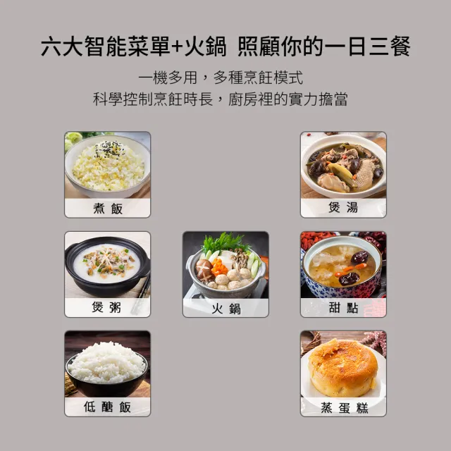 【DIKE】HKE340 5L多功能萬用電子鍋(低糖烹飪 有效減少米飯澱粉含量/六大智能菜單 一件即煮)