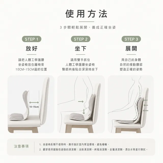 【神膚奇肌】美體矯姿護脊靠背椅坐墊(加大 加厚 高承重200kg)
