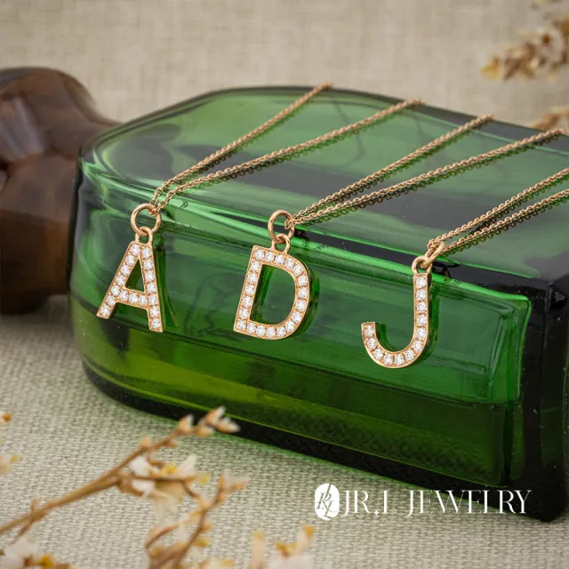 【JR.L JEWELRY】18K金 字母天然鑽石項鍊