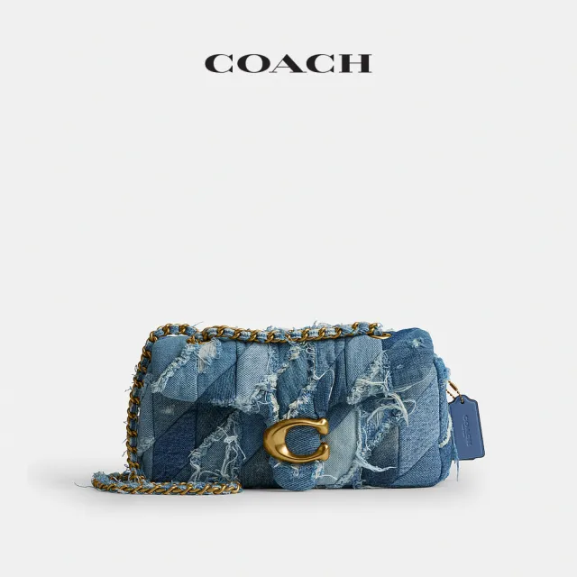 【COACH】蔻馳官方直營 TABBY 26 復古摯愛丹寧布絎縫拼綴單肩手袋 單肩包-B4/丹寧彩色(CCX37)
