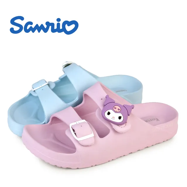 【HELLO KITTY】SANRIO 三麗鷗 酷洛米 大耳狗 童鞋 兒童拖鞋 防水 魔鬼氈 輕量(紫色-酷洛米、水藍-大耳狗)