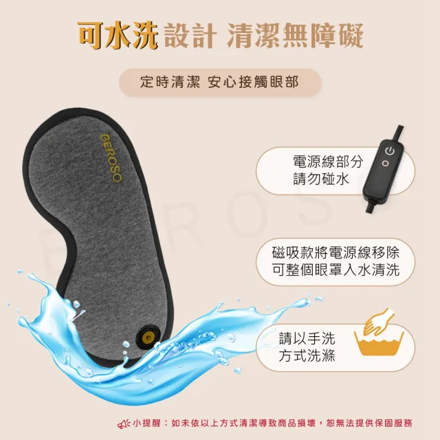 【Beroso 倍麗森】買一送一 磁吸式三段溫控定時立體熱敷眼罩A00029(蒸氣 睡眠眼罩 教師節 99購物節)