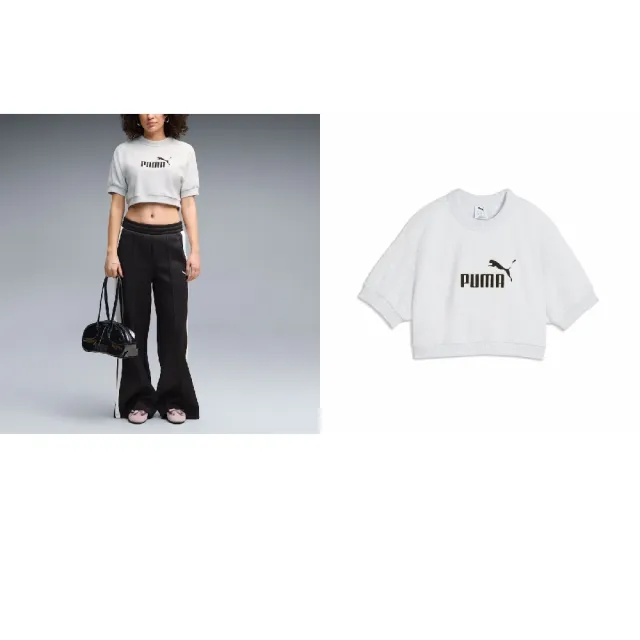 【PUMA】微短版上衣 Women Elevated ESS 灰 短袖 寬鬆 Rose著用 636645-05