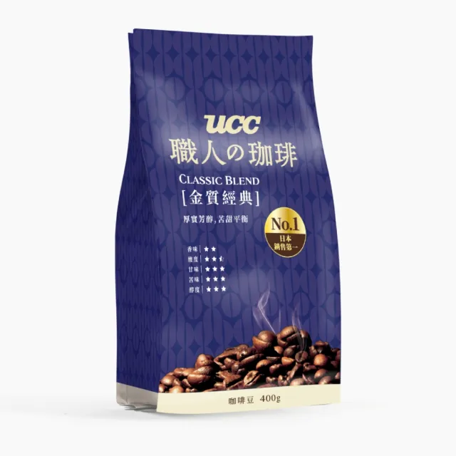 【UCC】職人珈琲豆400gx4包(口味任選 金質重焙/經典/橙韻)