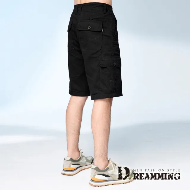 【Dreamming】二件組-純棉多口袋雙側鬆緊休閒工作短褲 透氣 耐磨(共三色)