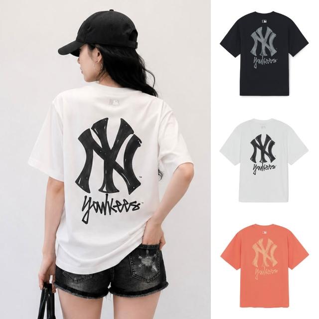 【MLB】涼感 簡約街頭Logo KARINA同款 短袖T恤 紐約洋基隊 (3ATSB0463-三色任選)