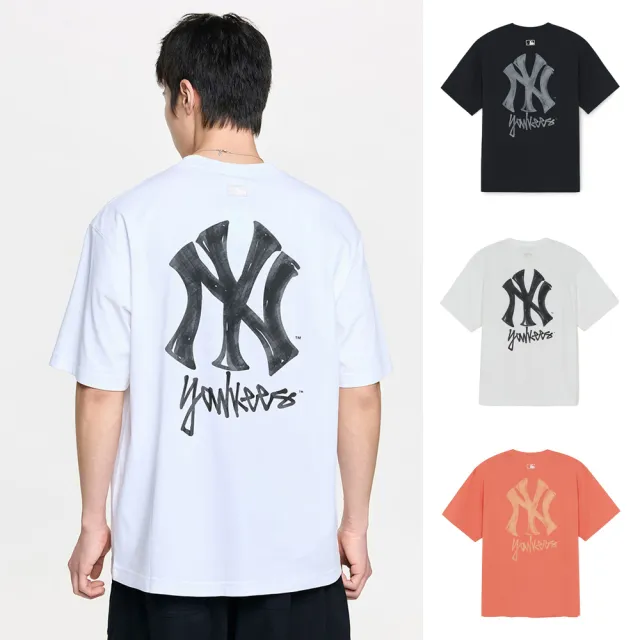【MLB】涼感 簡約街頭Logo KARINA同款 短袖T恤 紐約洋基隊 (3ATSB0463-三色任選)
