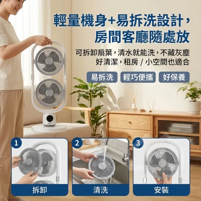 【小不記】雙頭空氣循環扇 DC靜音立式電風扇 左右自動擺頭 遙控定時 循環扇 落地扇 客廳臥室家用風扇