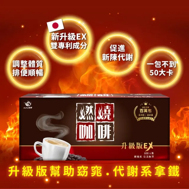 【JoyHui 佳悅】燃燒咖啡EX 100入/盒(含日本專利促進代謝成分防彈咖啡)