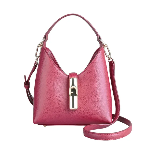 【FURLA 芙拉】FURLA精品小牛皮兩用手提斜背包(迷你/櫻桃紅)