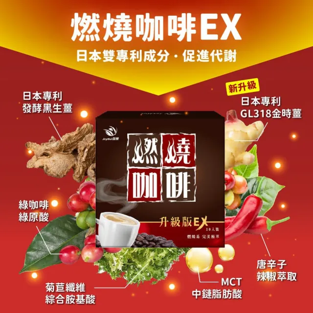 【JoyHui 佳悅】燃燒咖啡EX x3盒(10包/盒 代謝型拿鐵窈窕防彈咖啡)