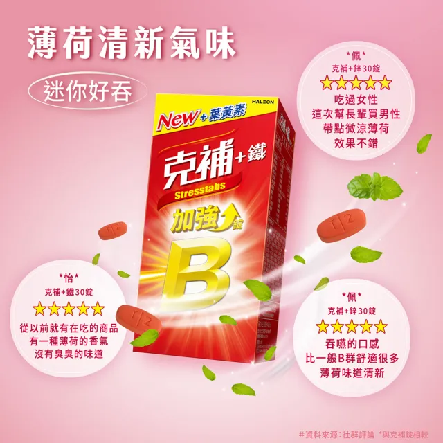 【克補】任選-B群+鐵/B群+鋅 加強錠禮盒 3盒組(180錠/盒-B12增量10倍 薄荷迷你錠 添加葉黃素)
