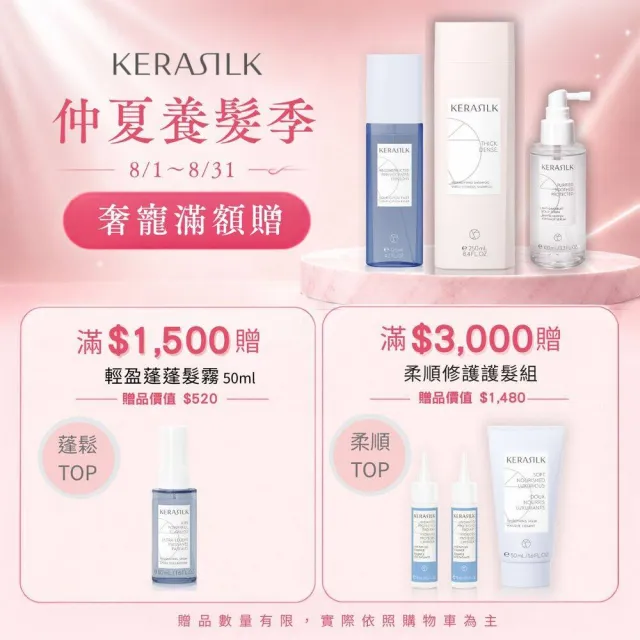 【KERASILK】質順柔緻髮浴250ml☆絲馭洸日常基礎保養(粗硬、毛躁自然捲適用/洗髮精/柔順補水/抗毛躁)
