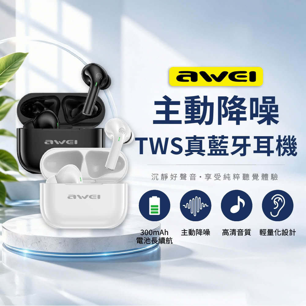 Awei T29ANC 主動降噪TWS真藍牙耳機(藍牙6.0 高清音質 TWS耳機 降噪藍牙耳機)