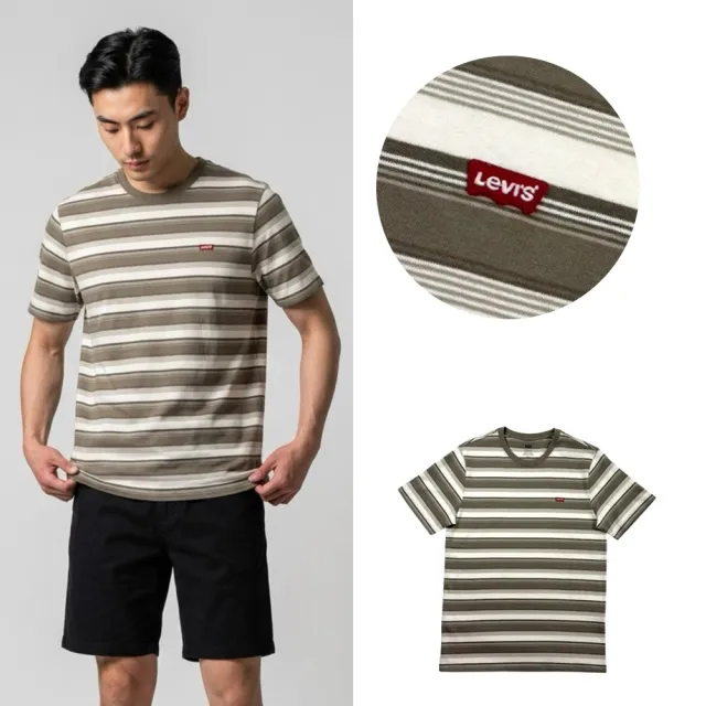 【LEVIS】大地橫紋 Levis 短T 純棉 復古 繡標 Levis 圓領 短袖 T恤 上衣 標準版型 平輸品@1965