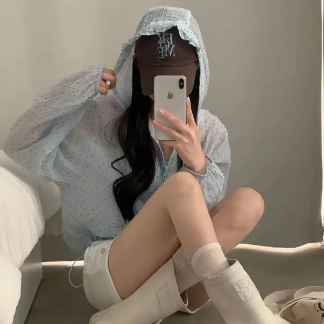 【ASister 小姊姊】AS2678#女裝｜外套☆中大尺碼小波點防曬外套(2色 S-XL)