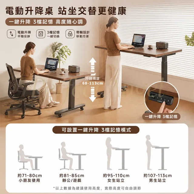 【Perfect angel】電動升降桌-120CM｜附萬向輪（可移動/電腦桌/書桌/工作桌/辦公桌/三色可選）