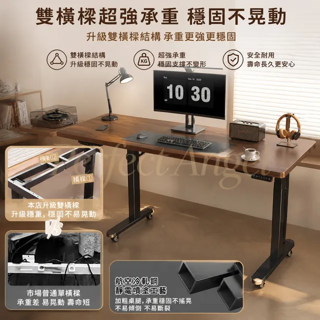 【Perfect angel】電動升降桌-140CM｜附萬向輪（可移動/電腦桌/書桌/工作桌/辦公桌/三色可選）