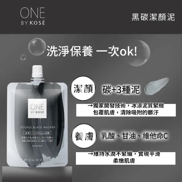 【KOSE 高絲】ONE BY KOSE黑碳潔顏泥140gx2入組