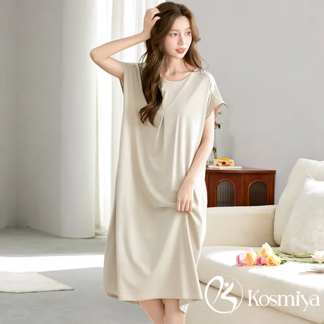 【Kosmiya】1件 多款任選 帶胸墊 莫代爾 柔眠日常睡裙/女睡衣/居家服/連身洋裝/洋裝(4款可選/均碼/加大碼)