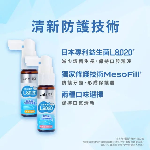 【Lab52 齒妍堂】L8020益生菌口腔清新噴霧_沁涼蘋果烏龍/清新柑橘 20mlX2入(益生菌/降口臭/口腔噴劑)