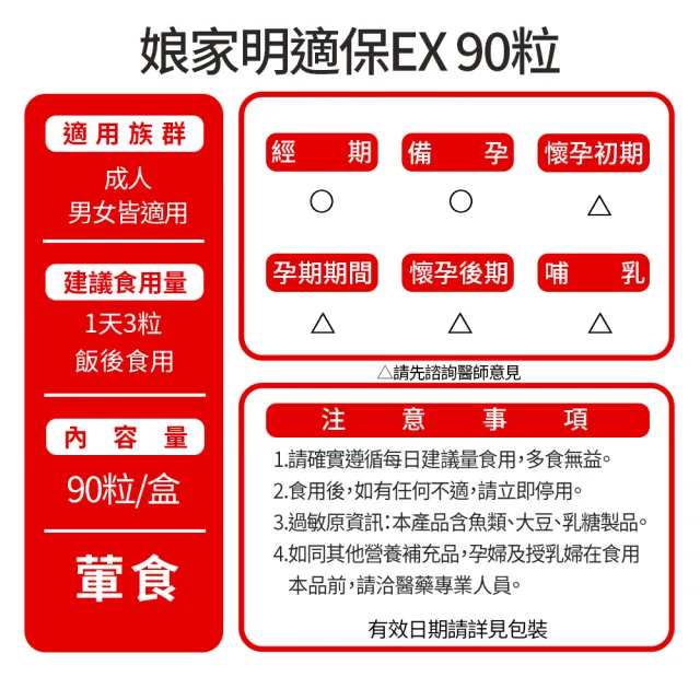 【娘家官方直營】明適保EX軟膠囊4盒組(90粒/盒;O.T.O.複方葉黃素升級版;氣象主播林嘉愷 真心推薦)