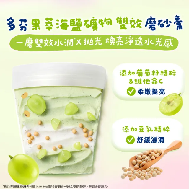 【Dove 多芬】果萃海鹽礦物雙效磨砂膏250g(青梨麝香葡萄香/草莓覆盆子香)