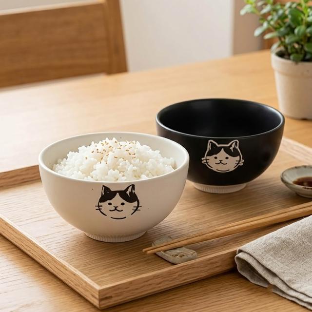 【Just Home】Neko陶瓷4.5吋碗300ml-2色可選(可微波 碗 碗盤 湯碗 飯碗)