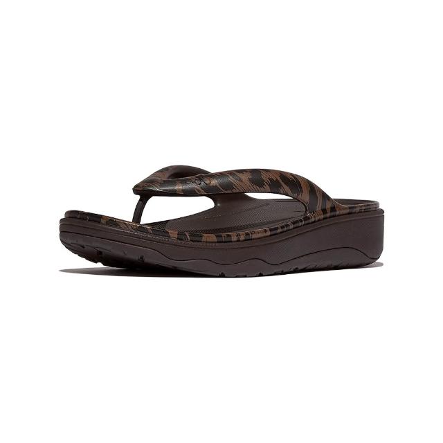 【FitFlop】RELIEFF 豹紋舒壓夾腳涼鞋-女(巧克力混色)