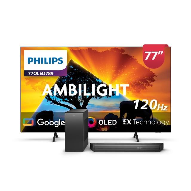 【Philips 飛利浦】77型4K 原生120Hz OLED Google TV 智慧顯示器(77OLED789)