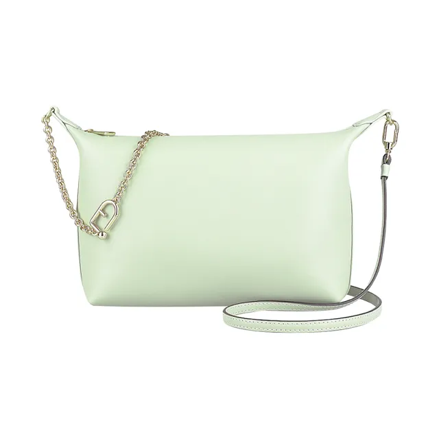 【FURLA 芙拉】FURLA精品小牛皮鍊帶肩背斜背包(迷你/淺鼠尾草綠)
