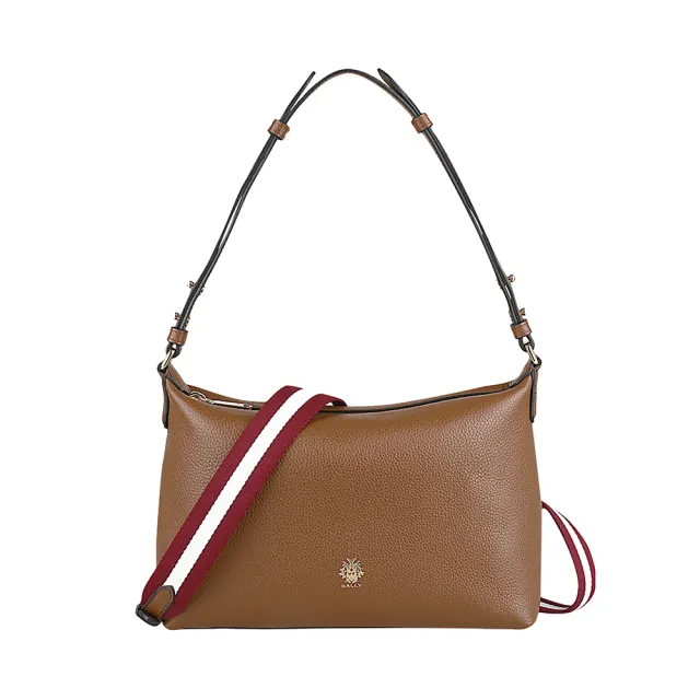 【BALLY】BALLY精品牛皮肩背包斜背包(小/焦糖棕)
