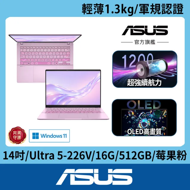 【ASUS 華碩】炫彩滑鼠墊組★14吋Ultra 5輕薄AI筆電(VivoBook S S5406SAL/Ultra 5-226V/16G/512G/莓果粉)