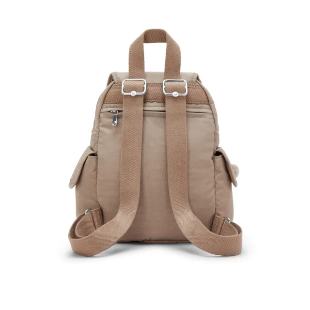 【KIPLING】『猴子包』（網路獨家款）淺棕褐色拉鍊掀蓋後背包-CITY PACK MINI 女包